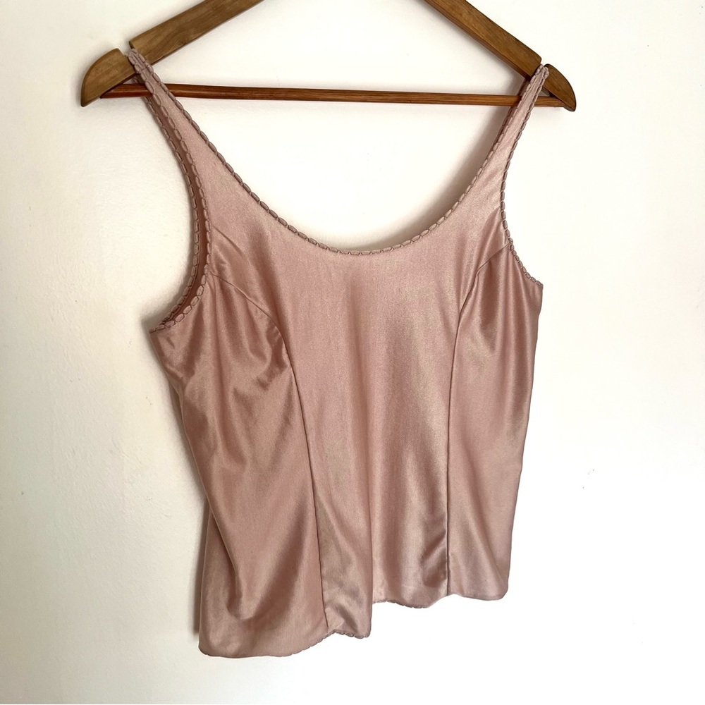 Vintage tan silky lingerie / pajama slip tank top